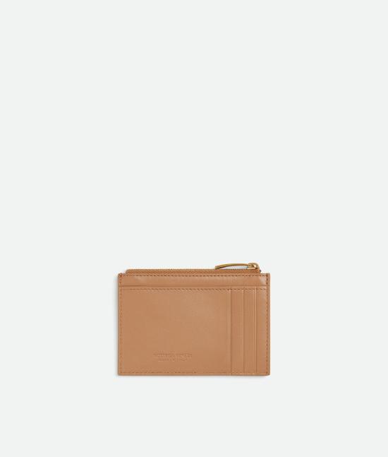 25FW 보테가베네타 인트레치아토 지퍼 카드 케이스 806032VCPP3 2787 BISCUIT GOLD - BOTTEGA VENETA