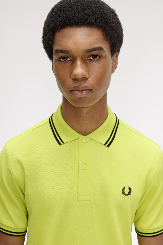 26SS 프레드페리 폴로 티셔츠 M3600 84B Citron blk blk - FRED PERRY