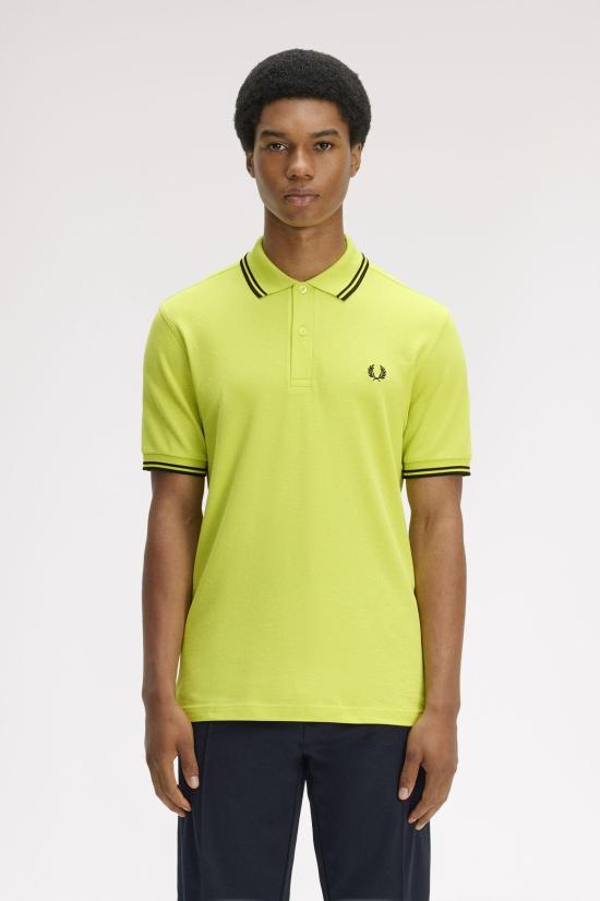 26SS 프레드페리 폴로 티셔츠 M3600 84B Citron blk blk - FRED PERRY