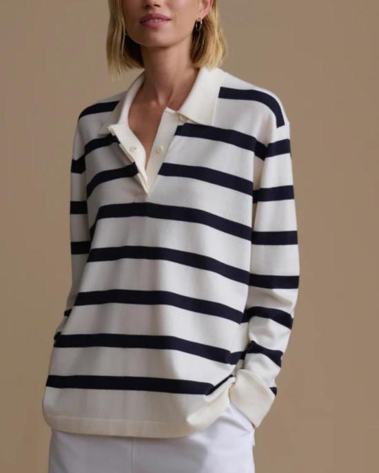  제니 케인 스웨터 포스트 풀오버  네이비/아이보리 스트라이프