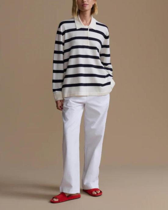  제니 케인 스웨터 포스트 풀오버  네이비/아이보리 스트라이프 - JENNI KAYNE