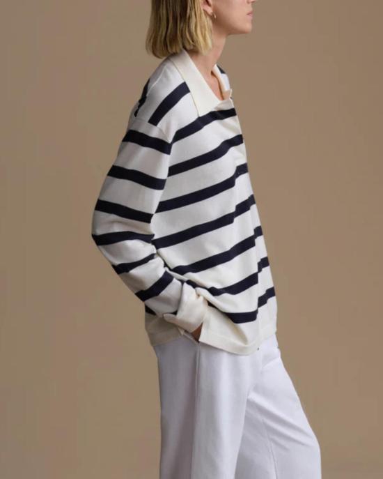  제니 케인 스웨터 포스트 풀오버  네이비/아이보리 스트라이프 - JENNI KAYNE