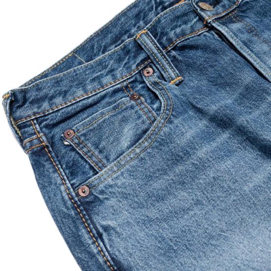  퓨어 블루 재팬 데님 팬츠 중고 019 ID 릴렉스드 테이퍼드 14oz 셀비지  중고 워싱 진 - PURE BLUE JAPAN