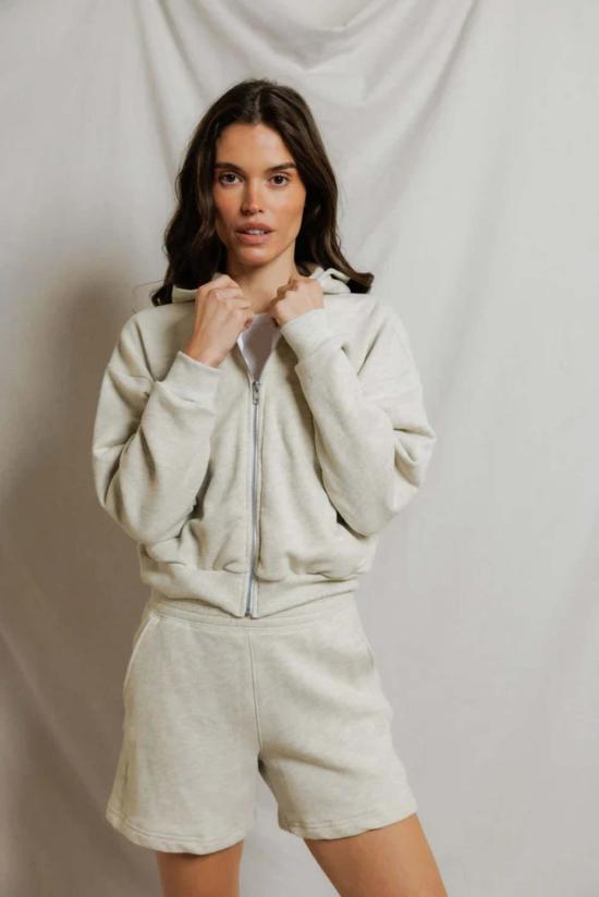  퍼펙트 화이트 티 스웨터 션 프렌치 테리 지퍼업 후디 - PERFECT WHITE TEE