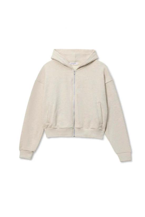  퍼펙트 화이트 티 스웨터 션 프렌치 테리 지퍼업 후디