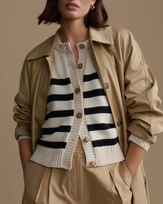  제니 케인 가디건 미렌 카디건 아이보리/블랙 스트라이프