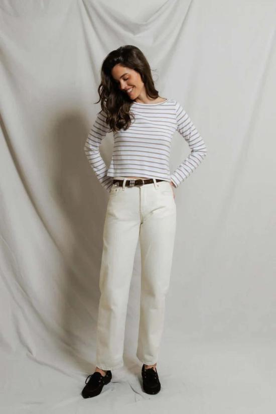  퍼펙트 화이트 티 긴팔 티셔츠 셔츠 파커 스트라이프 - PERFECT WHITE TEE