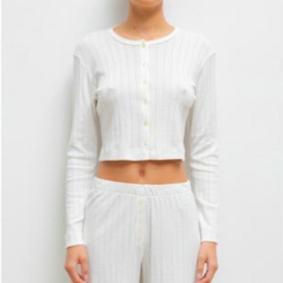  리셋 가디건 레셋 포인텔 크롭 카디건 화이트