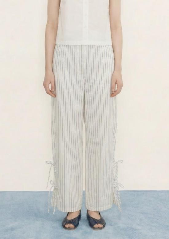  타이니 빅 시스터 스트레이트 팬츠 스트라이프 고무줄 바지