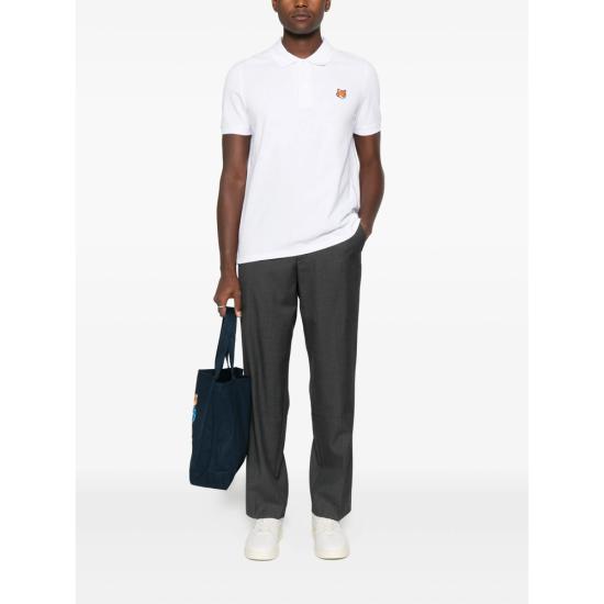 26FW 메종키츠네 폭스 헤드 레귤러 폴로 티셔츠 PM00209KP0002 WHITE - MAISON KITSUNE