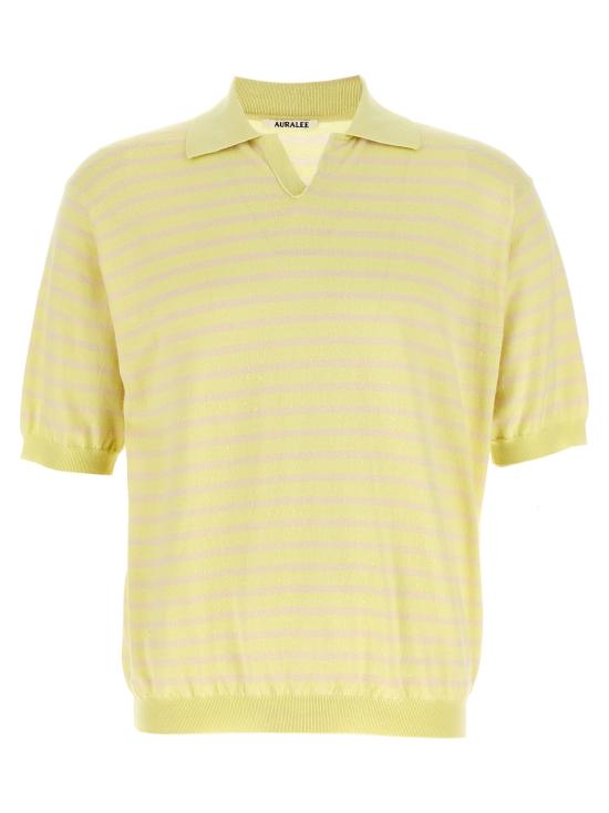 26SS 오라리 폴로 티셔츠 A26SP01SBYELLOWPINKSTRIPE Yellow
