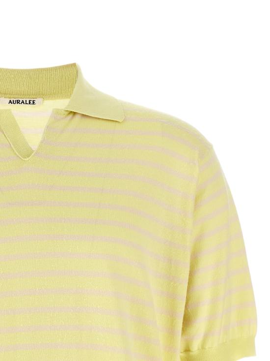 26SS 오라리 폴로 티셔츠 A26SP01SBYELLOWPINKSTRIPE Yellow - AURALEE