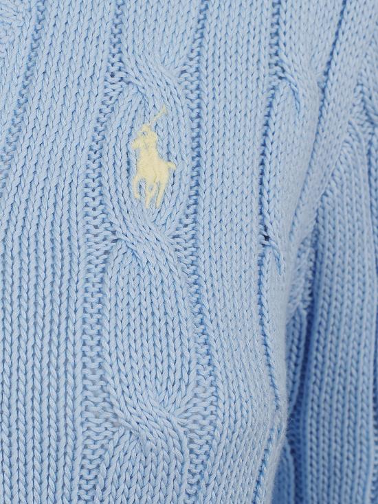 26SS 폴로 랄프로렌 포니로고 피마 코튼 케이블 니트 V넥 스웨터 211971870514 BABY BLUE - POLO RALPH LAUREN