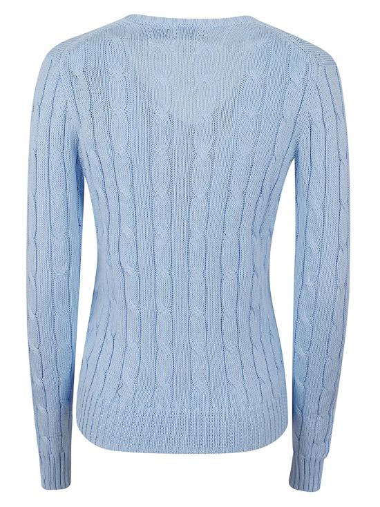 26SS 폴로 랄프로렌 포니로고 피마 코튼 케이블 니트 V넥 스웨터 211971870514 BABY BLUE - POLO RALPH LAUREN