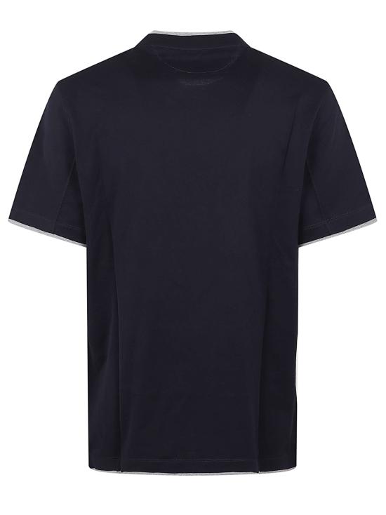 26SS 브루넬로 쿠치넬리 자수 로고 티셔츠 M0B137427 CD325 BLU - BRUNELLO CUCINELLI