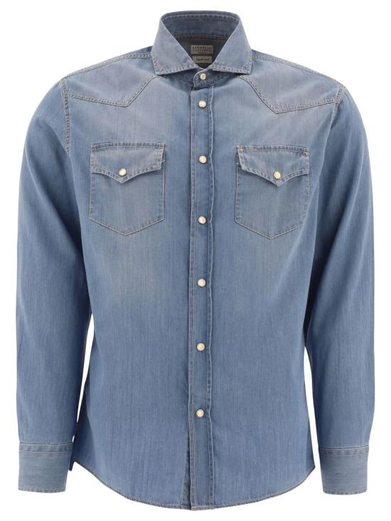 26SS 브루넬로 쿠치넬리 긴팔 셔츠 MR6834008 CBT30 ULTRALIGHT DENIM DOM