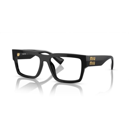 26SS 미우미우 선글라스 0Mu 02Xv 직사각형 블랙 아세테이트 - MIU MIU
