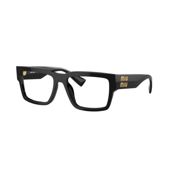 26SS 미우미우 선글라스 0Mu 02Xv 직사각형 블랙 아세테이트 - MIU MIU