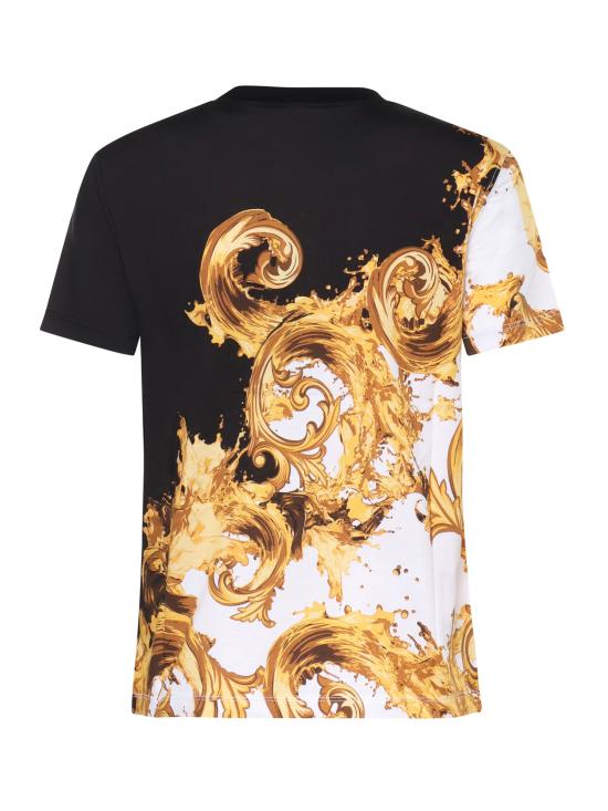 26SS 베르사체 반팔 티셔츠 80HAH6P3 JS542GL1 BLACK WHITE GOLD - VERSACE