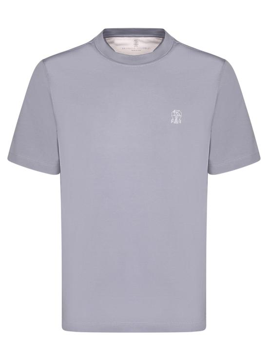 26SS 브루넬로 쿠치넬리 코튼 저지 크루넥 티셔츠 M0B138440 CKL13 Blue