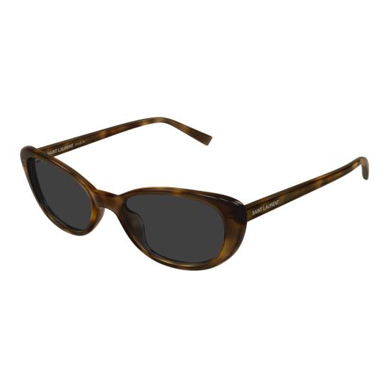 25FW 생로랑 선글라스 슬림한 다리가 돋보이는 광택 있는 호피무늬 캣아이 - SAINT LAURENT