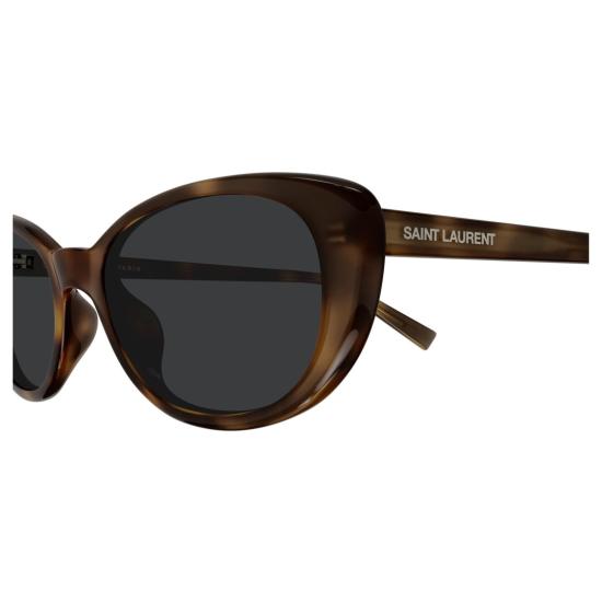 25FW 생로랑 선글라스 슬림한 다리가 돋보이는 광택 있는 호피무늬 캣아이 - SAINT LAURENT