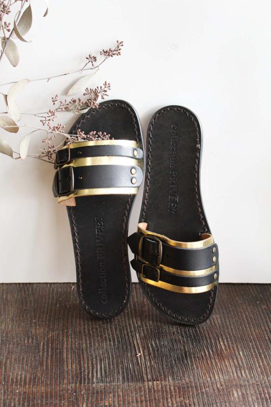  collection PRIVĒE? 뮬/슬리퍼 컬렉션 프리베? 샌다 슬라이드 블랙