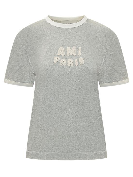 26SS 아미 반팔 티셔츠 UTS371 724 A079 GRIS CHINE BLANC CREME DOM
