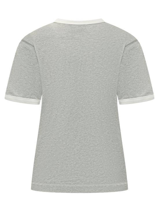 26SS 아미 반팔 티셔츠 UTS371 724 A079 GRIS CHINE BLANC CREME DOM - AMI