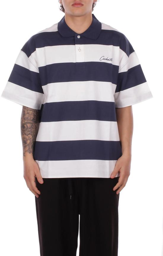 26SS 칼하트 WIP 숏슬리브 델레이 폴로 델레이 스트라이프 I0361873LEXX NAVY