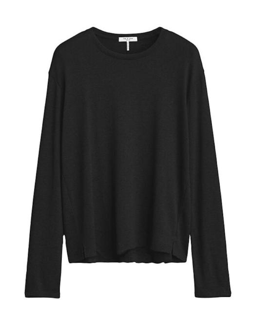  랙앤본 긴팔 티셔츠 Rag & Bone 니트 긴팔 크루넥 저지 풀오버 티셔츠 블랙