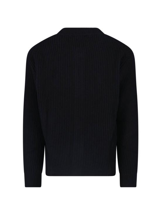 25FW 메종키츠네 폭스 헤드 울 립드 가디건 PM00508KT1149 P199 Black - MAISON KITSUNE