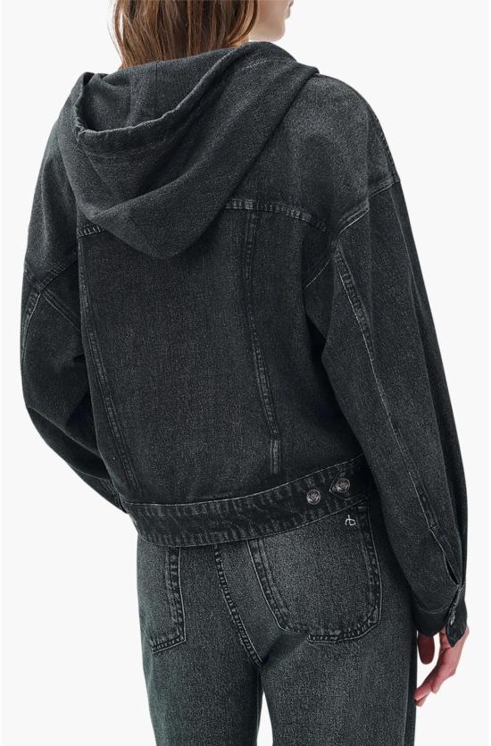  랙앤본 자켓 Rag & Bone Miramar Terry Hood Trucker Jacket Faded Black - RAG & BONE