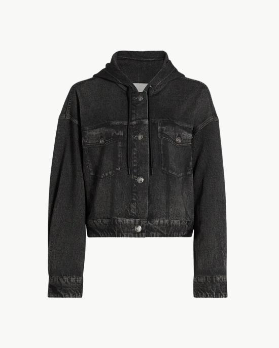 랙앤본 자켓 Rag & Bone Miramar Terry Hood Trucker Jacket Faded Black