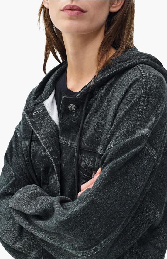  랙앤본 자켓 Rag & Bone Miramar Terry Hood Trucker Jacket Faded Black - RAG & BONE