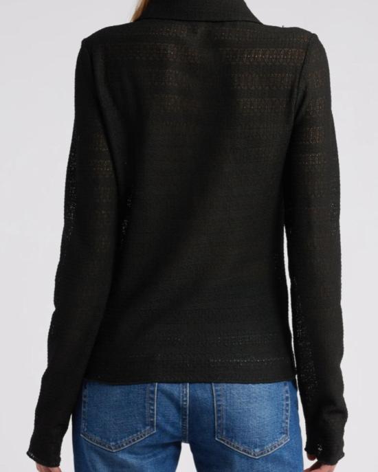  랙앤본 긴팔 티셔츠 Rag & Bone Julia 긴팔 폴로 셔츠 블랙 - RAG & BONE