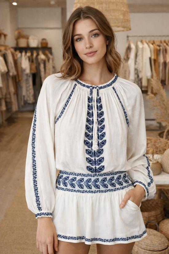  이자벨마랑 숏 스커트 Isabel Marant Picadilia 미니 스커트 Ecru/블루 - ISABEL MARANT