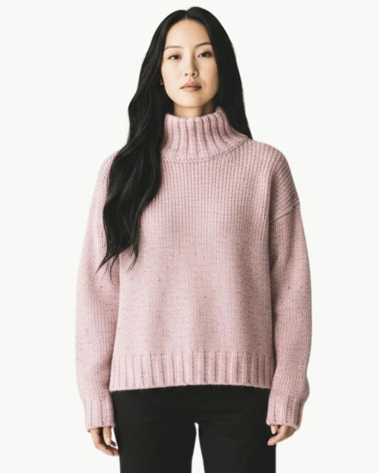  어텀 캐시미어 터틀넥 가을 캐시미어 박시 청키 모크  핑크베리 - AUTUMN CASHMERE