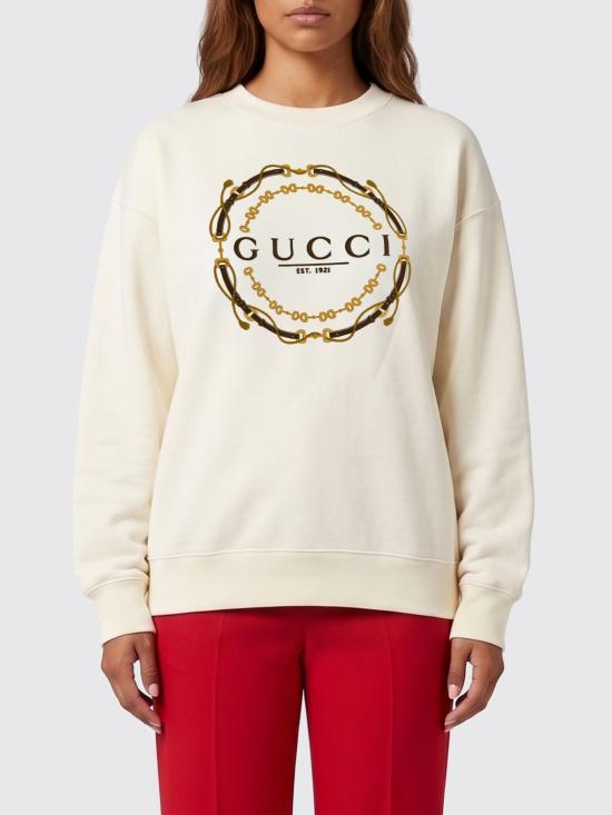 26SS 구찌 프린트 디테일 코튼 저지 스웨트셔츠 837931XJHQV 9733 Yellow Cream