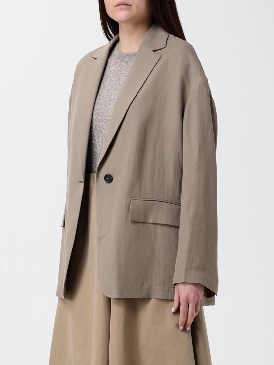 26SS 브루넬로 쿠치넬리 모닐리 비스코스 & 리넨 플루이드 트윌 블레이저 MH1267591 C9325 Sand - BRUNELLO CUCINELLI