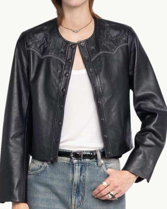  자딕앤볼테르 바이커 자켓 Zadig & Voltaire Luxi 가죽  블랙 - ZADIG & VOLTAIRE