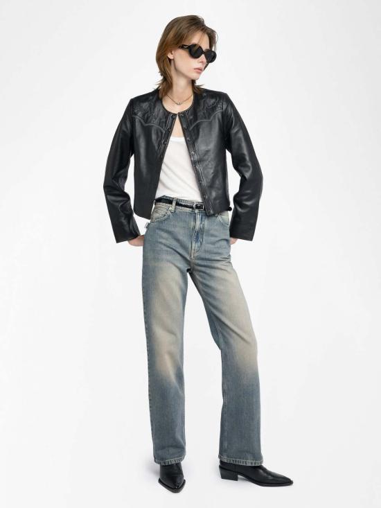  자딕앤볼테르 바이커 자켓 Zadig & Voltaire Luxi 가죽  블랙 - ZADIG & VOLTAIRE