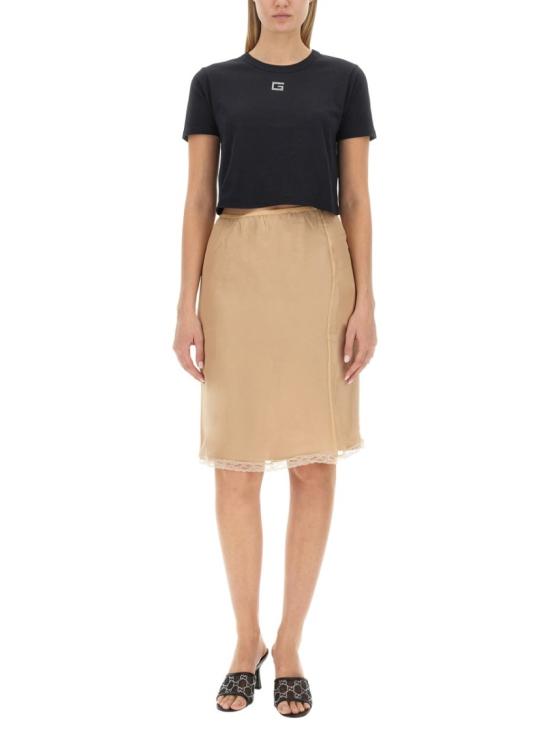  구찌 실크 쉬폰 레이스 트림 스커트 760549 XUAI05735 Neutrals - GUCCI