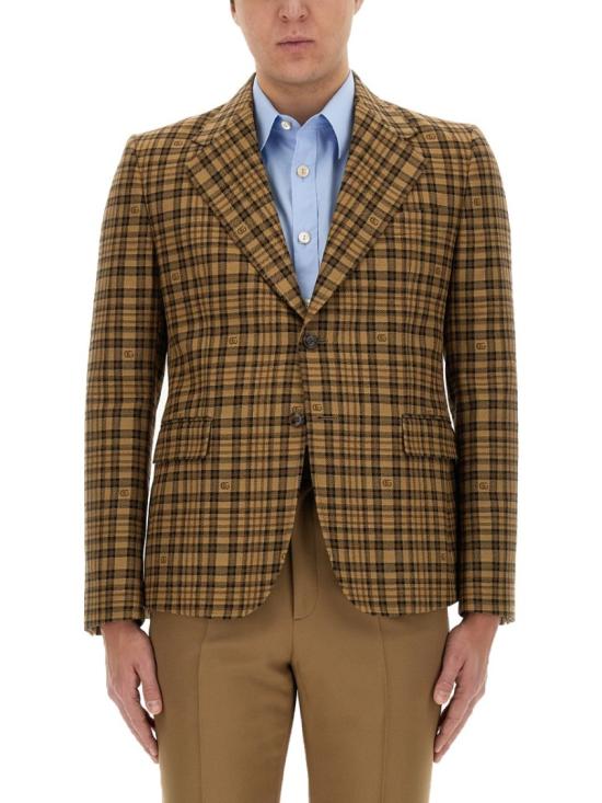  구찌 더블 G 체크 울 자켓 770384 ZAOWN2337 Brown
