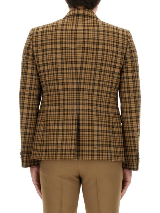  구찌 더블 G 체크 울 자켓 770384 ZAOWN2337 Brown - GUCCI