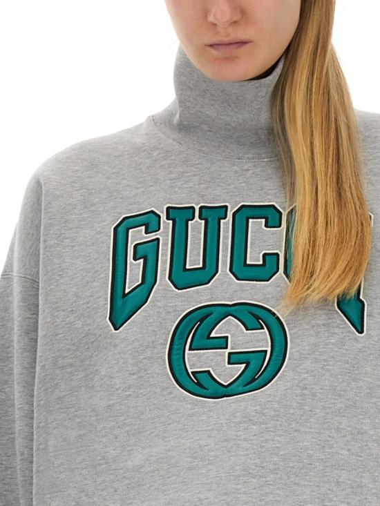  구찌 저지 자수 스웨트셔츠 760367 XJF0Q1192 Grey - GUCCI