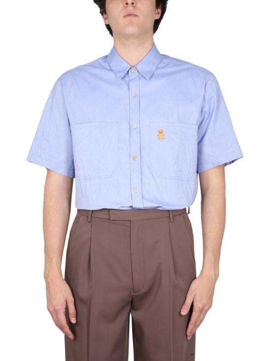  구찌 베어 모티프 자수 반소매 셔츠 732522 ZANF74910 Blue