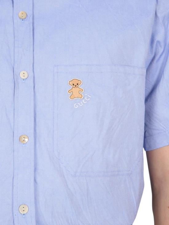  구찌 베어 모티프 자수 반소매 셔츠 732522 ZANF74910 Blue - GUCCI