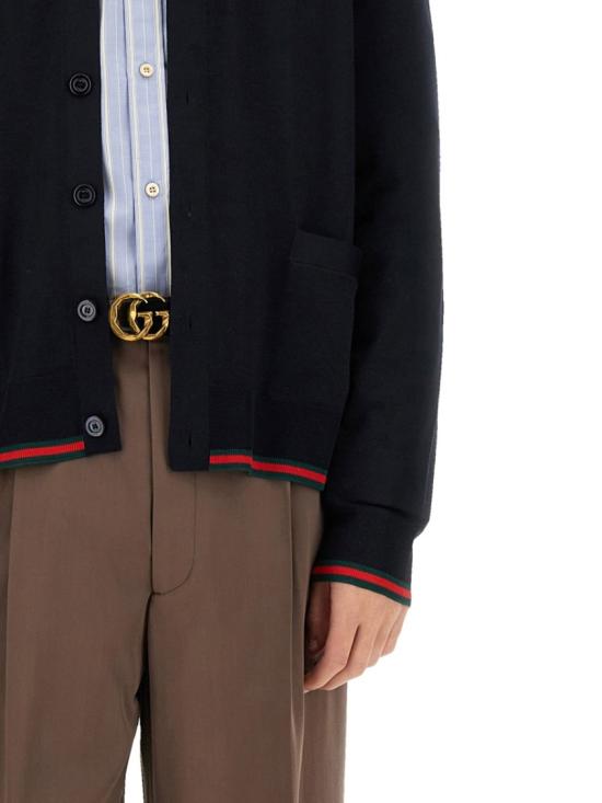  구찌 웹 브이넥 울 가디건 814529 XKEJV4060 Black - GUCCI
