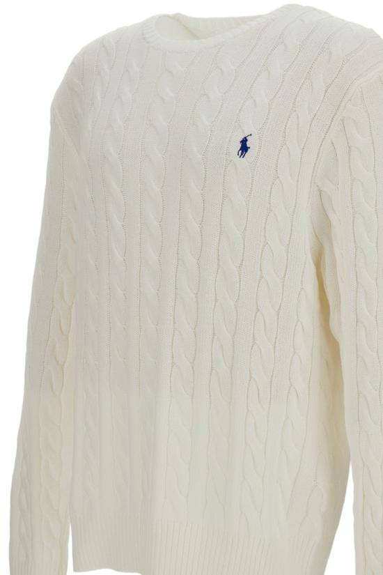  폴로 랄프로렌 로고 자수 케이블 니트 스웨터 710775885033WHITE White - POLO RALPH LAUREN